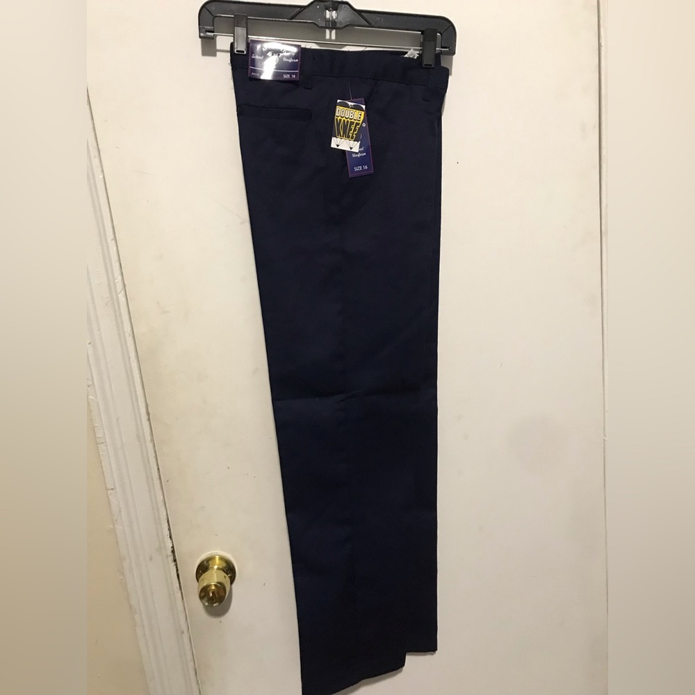 Boys size 16 Navy blue double knee uniform pants (2pants total)